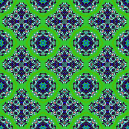 Green geometric seamless patternの写真素材