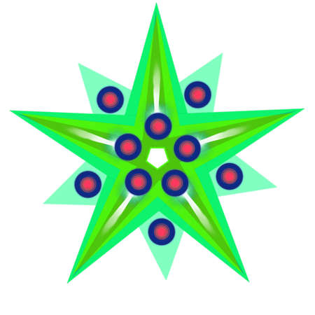 green patterned star with circlesの写真素材