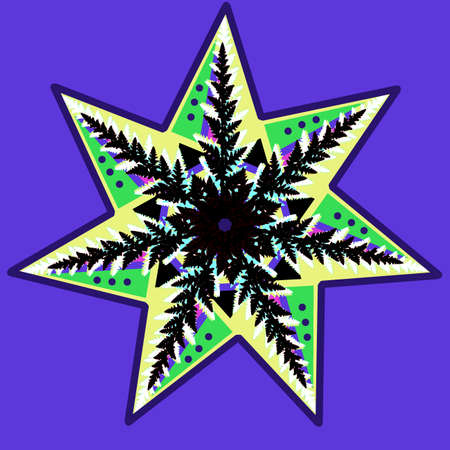 Patterned fractal star on a blue backgroundの写真素材