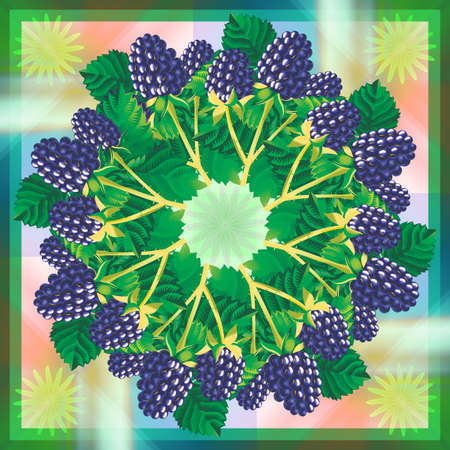Mandala with blackberriesの写真素材
