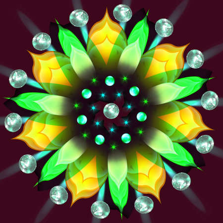 Mandala yellow space flowerの写真素材