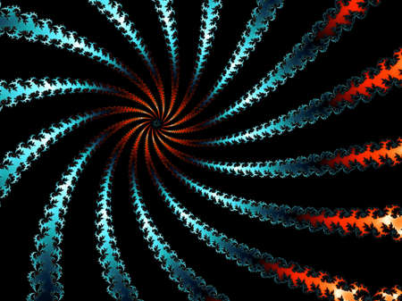 Colored fractal spiral on a dark backgroundの写真素材