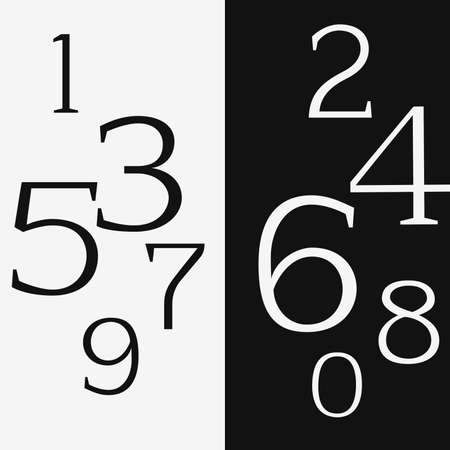 Odd and even nubmbers on black - white background の写真素材