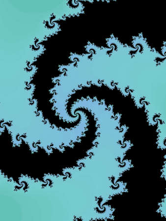 Patterned fractal spiral on a blue background の写真素材