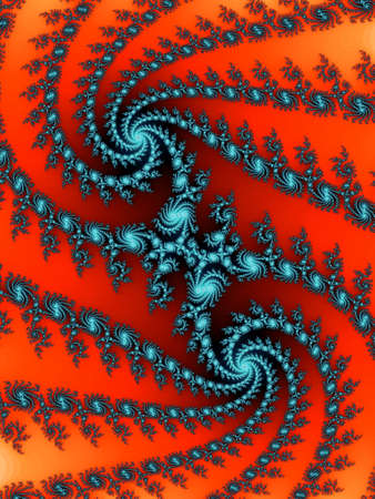 Double fractal spiral in a bright colorsの写真素材