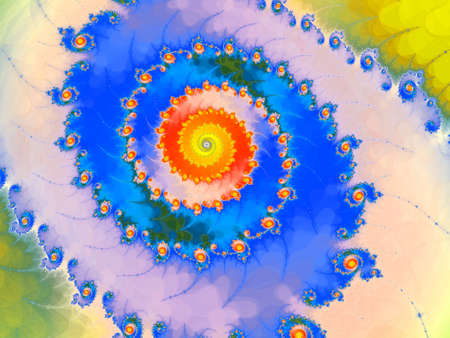 Fractal spiral in a bright colorsの写真素材