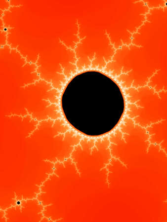 Orange fractal with a black holeの写真素材