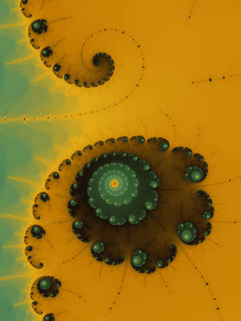 Abstraction fractal spiral in a yellow - green colorsの写真素材