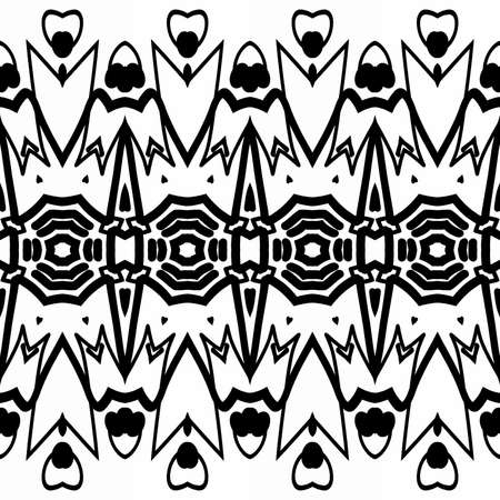 Seamless decorative pattern - frieze in a black - white colorsの写真素材