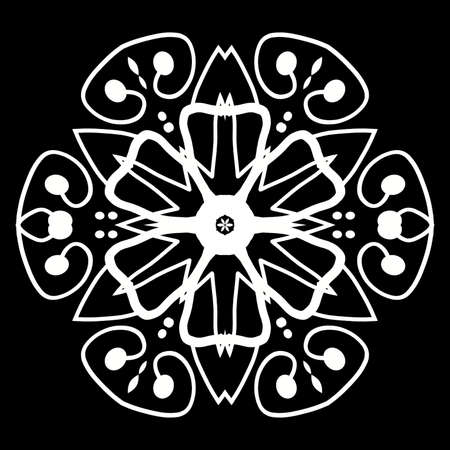 Decorative contour flower in a black - white ccolorsの写真素材