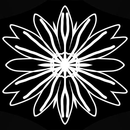 Decorative contour flower in a black - white ccolorsの写真素材