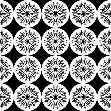 Seamless pattern with a flower in a black - white colorsの写真素材