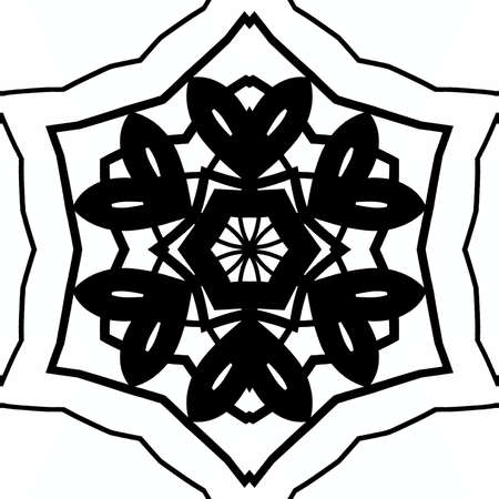 Decorative snowflake in black and white colorsの写真素材