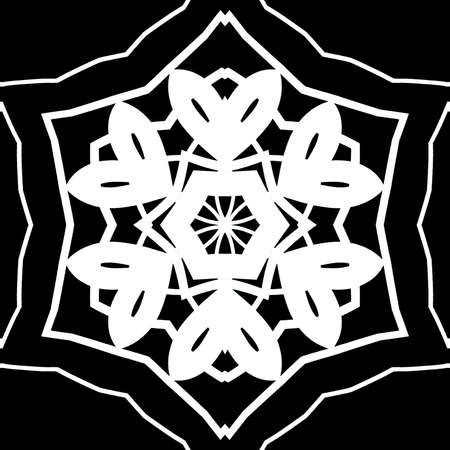Decorative snowflake in black and white colorsの写真素材
