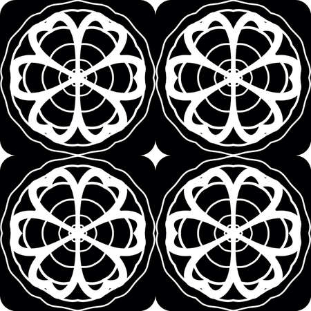 Pattern of four contour flowers in circlesの写真素材