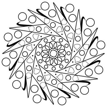 Contour drawing mandalas for coloring isolated on plain background.のイラスト素材