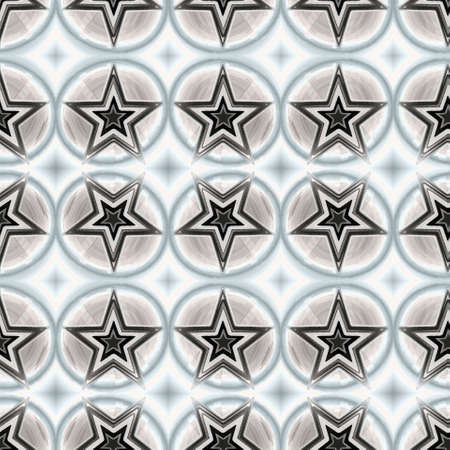 Seamless pattern with a decorative pentagrams in a gray colorsの写真素材