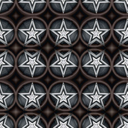 Seamless pattern with a decorative pentagrams in a dark colorsの写真素材