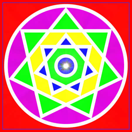 Abstrcat decorative geometric heptagramma in a bright colorsの写真素材