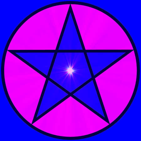 Abstract decorative pentagram with a supernova in a bright colorsの写真素材