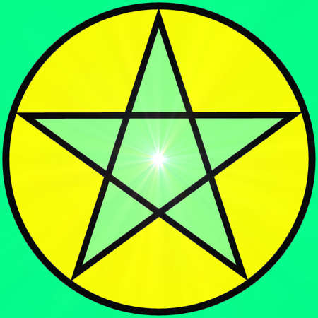 Abstract decorative pentagram with a supernova in a bright colorsの写真素材