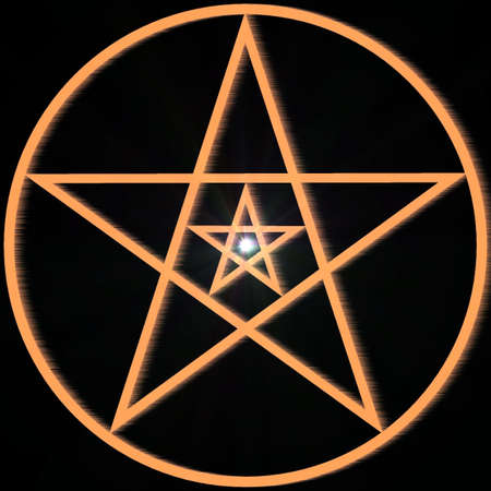 Mystical decorative pentagram with a supernovaの写真素材