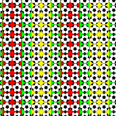 Seamless pattern with a soccer ball in a bright colors.の写真素材