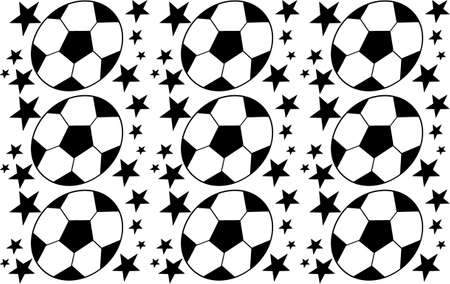 Seamless pattern with a soccer ball and stars in a black - white colors.の写真素材