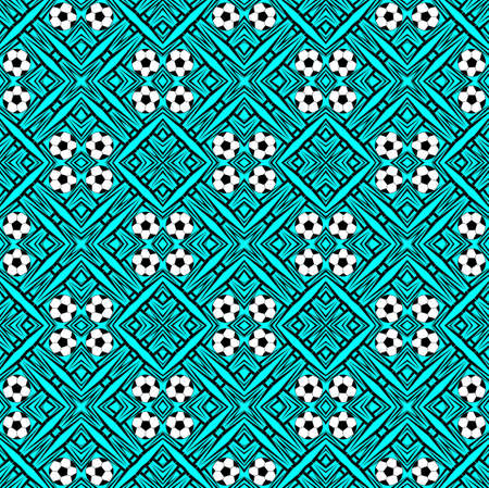 Seamless pattern with a soccer ball in a bright colors.の写真素材