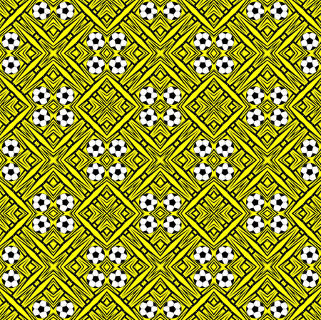 Seamless pattern with a soccer ball in a bright colors.の写真素材