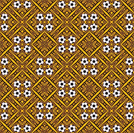 Seamless pattern with a soccer ball in a bright colors.の写真素材