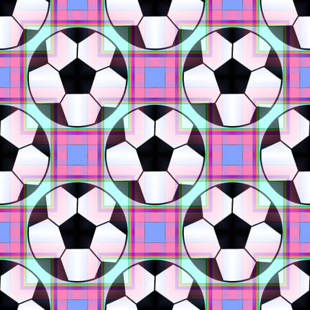 Seamless pattern with a soccer ball in a bright translucent colors.の写真素材