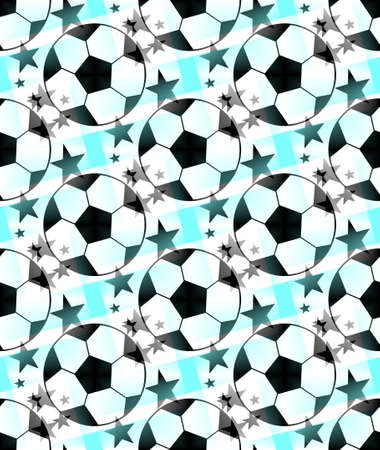 Seamless pattern with a soccer ball and stars in a bright translucent colors.の写真素材