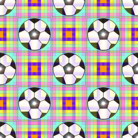 Seamless pattern with a soccer ball in a bright translucent colors.の写真素材