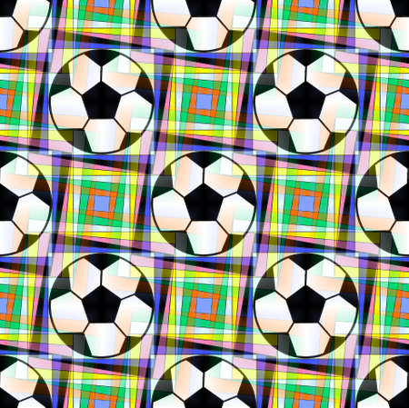 Seamless pattern with a soccer ball in a bright translucent colors.の写真素材