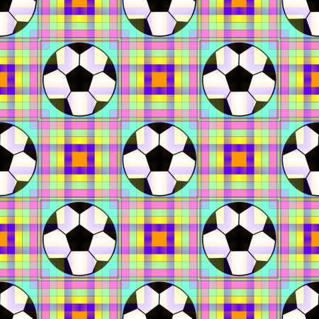 Seamless pattern with a soccer ball in a bright translucent colors.の写真素材