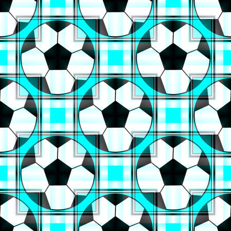 Seamless pattern with a soccer ball in a bright translucent colors.の写真素材