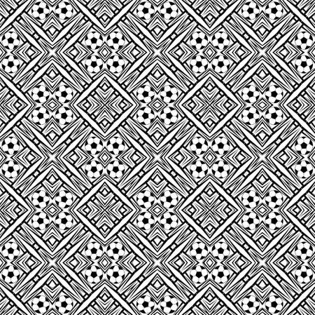 Seamless pattern with a soccer ball in a black - white colors.の写真素材