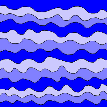 Decorative background with waves and curves in a blue colorsの写真素材