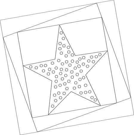 Openwork pattern with a five-pointed contour star with circles in the Op Art styleの写真素材