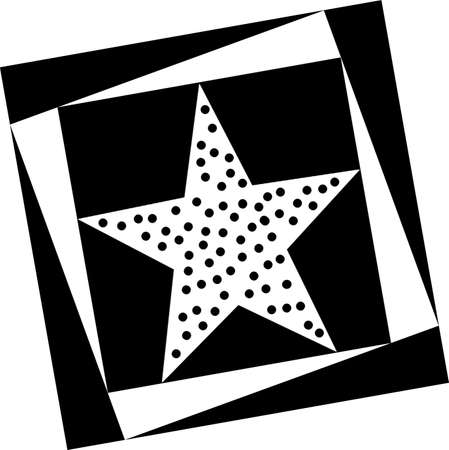 Abstract decorative five-pointed star with confetti and illusion of movementの写真素材