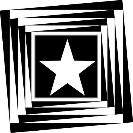 Decorative pattern with a five-pointed str in a black and white colors and Op Art Styleの写真素材