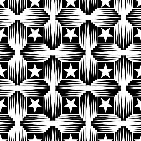 Seamless decorative pattern with a five-pointed stars in a black-white colorの写真素材