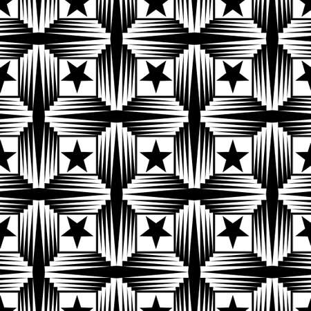 Seamless decorative pattern with a five-pointed stars in a black-white colorの写真素材