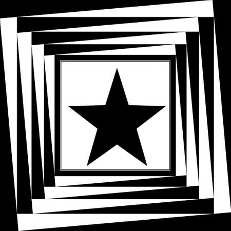Decorative pattern with a five-pointed str in a black and white colors and Op Art Styleの写真素材