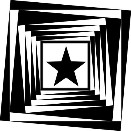 Geometric pattern with a five-pointed-star in he OP Art style in a black and white colorsの写真素材