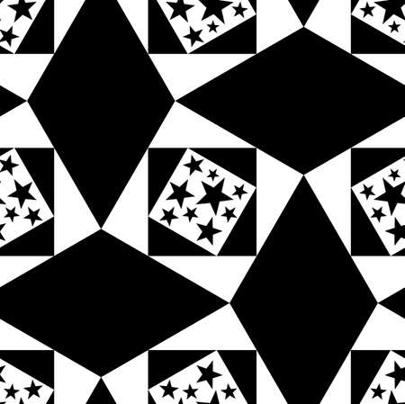 Seamless decorative pattern with a five-pointed stars in a black-white colorの写真素材