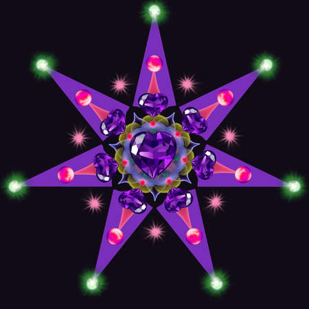 Decorative seven-pointed star with 3d effect in a bright colors. The Author - Peshkareva Irinaの写真素材