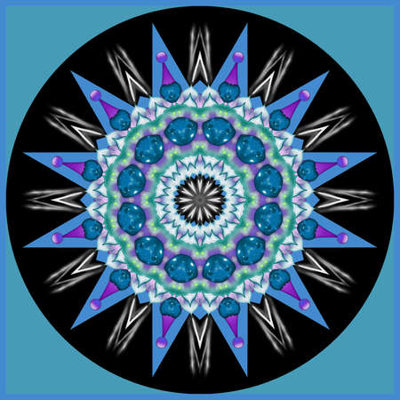 Decorative mandala - star with 3d effect in a blue colors. The Author - Peshkareva Irinaの写真素材