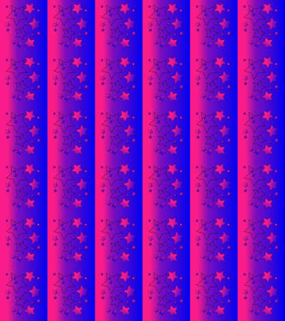Abstract decorative seamless background with a five-pointed stars, stripes, 3d effects and gradient in a purple and pink colors. The Author - Peshkareva Irinaの写真素材